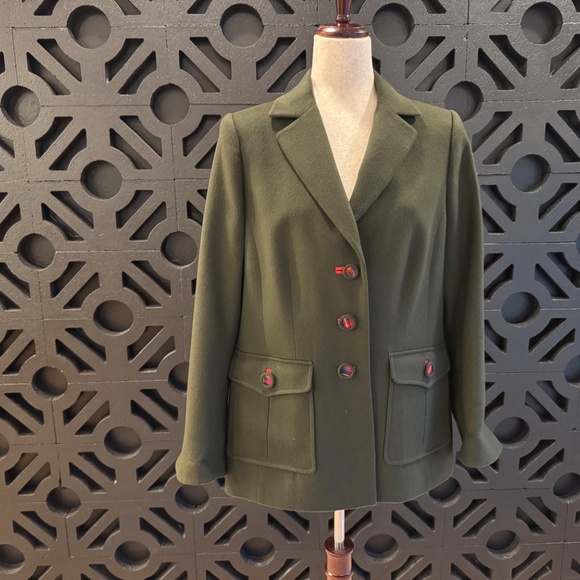 Algo | Green and Red Plaid Cashmere Blazer - Picture 2 of 11